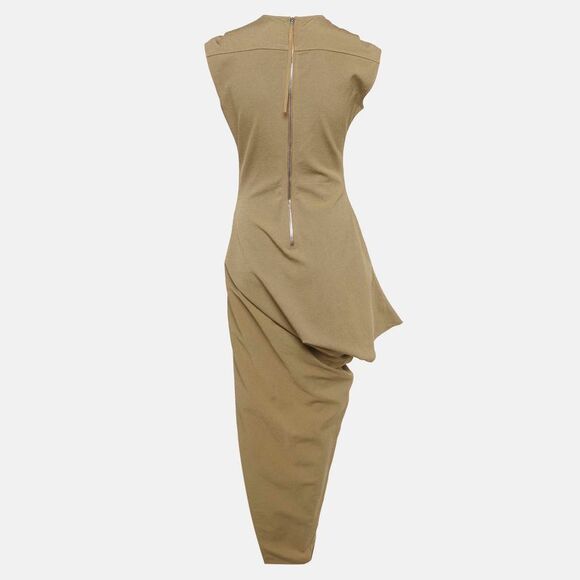 Rick Owens Green Stretch Cotton Asymmetric Midi Dress M - Picture 3 of 7